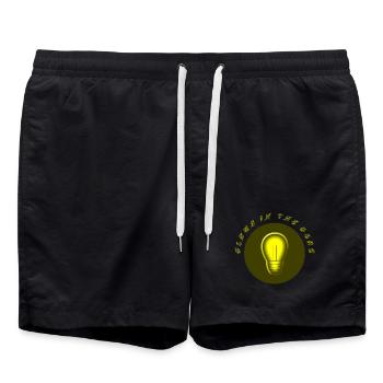 glows in the dark electro current problem - Swim Trunks - black - Front - AI Model Male 185 light (185cm)