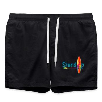 Lettrage de pagaie debout avec paddle board - Short de bain - noir - Devant - AI Model Male 185 light (185cm)