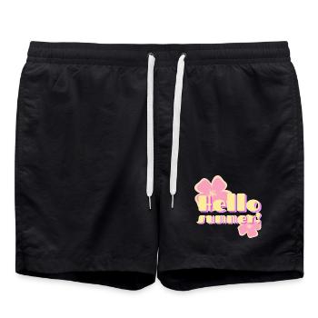 Hello Summer Retro Pastel Flowers - Swim Trunks - black - Front - AI Model Male 185 light (185cm)
