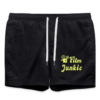Film Junkie Design - Badeshorts - Schwarz - Vorne - AI Model Male 185 light (185cm)