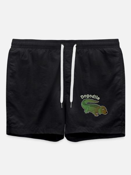 Dogodile Dog Crocodile Design - Swim Trunks - black