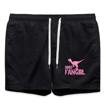 Dino Fangirl | Dinosaurier Fan Girl - Badeshorts - Schwarz - Vorne - AI Model Male 185 light (185cm)
