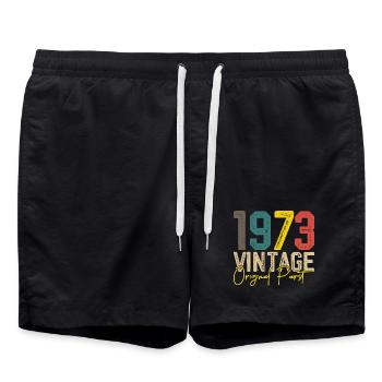 1973 Vintage Original Part - Swim Trunks - black - Front - AI Model Male 185 light (185cm)