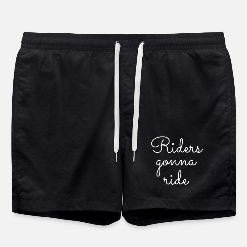 ! Riders going to Ride Lettering - Swim Trunks - black
