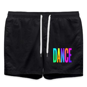 Rainbow Gradient Dance Typography - Swim Trunks - black - Front - AI Model Male 185 light (185cm)