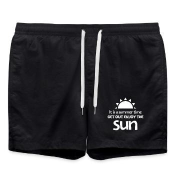 vacances, vacances d'été, enjoy the sun, summer - Short de bain - noir - Devant - AI Model Male 185 light (185cm)