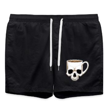 Totenkopf Kaffee Becher - Badeshorts - Schwarz - Vorne - AI Model Male 185 light (185cm)