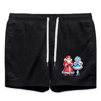 Ded Moroz Snegurotschka russischer Weihnachtsmann - Badeshorts - Schwarz - Vorne - AI Model Male 185 light (185cm)