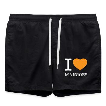 I LOVE MANGOES Mangos - Badeshorts - Schwarz - Vorne - AI Model Male 185 light (185cm)
