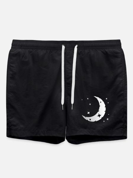 Mond und Sterne - Badeshorts - Schwarz