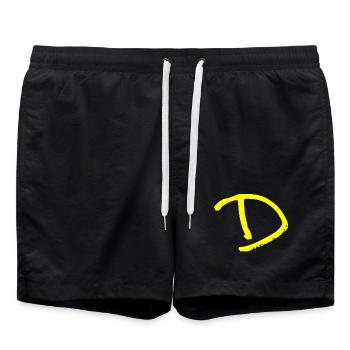 Buchstabe D - Badeshorts - Schwarz - Vorne - AI Model Male 185 light (185cm)