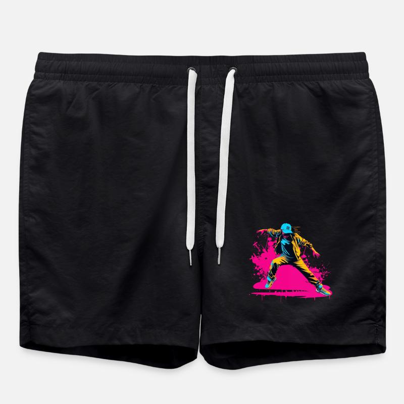 90s Breakdancer - Swim Trunks - black