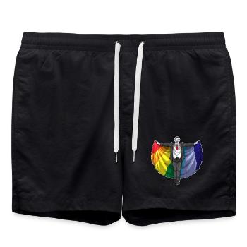 Vampir Halloween Regenbogen  - Badeshorts - Schwarz - Vorne - AI Model Male 185 light (185cm)