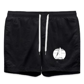 Segelboot Zeichnung - Badeshorts - Schwarz - Vorne - AI Model Male 185 light (185cm)