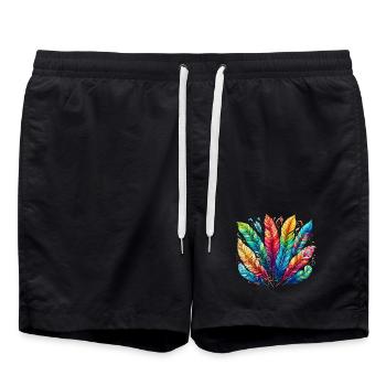 Feather Feather Pen Pens - Swim Trunks - black - Front - AI Model Male 185 light (185cm)