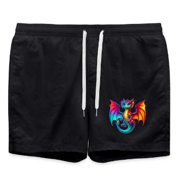 Drache - Badeshorts - Schwarz - Vorne - AI Model Male 185 light (185cm)