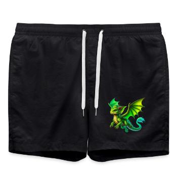 Drache - Badeshorts - Schwarz - Vorne - AI Model Male 185 light (185cm)