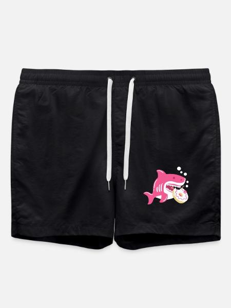 Donut und Hai - Badeshorts - Schwarz