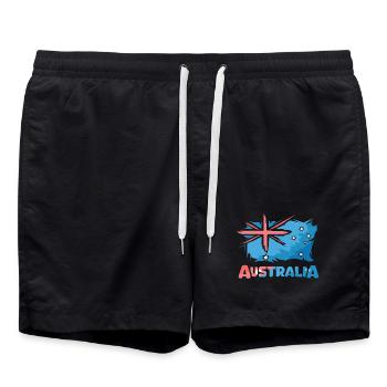 Australien Flagge Comic Illustration Symbol Logo - Badeshorts - Schwarz - Vorne - AI Model Male 185 light (185cm)