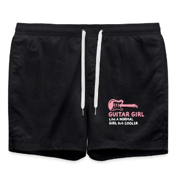 Gitarre Gitarristin - Badeshorts - Schwarz - Vorne - AI Model Male 185 light (185cm)