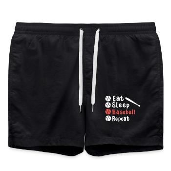 Baseball Baseballspieler - Badeshorts - Schwarz - Vorne - AI Model Male 185 light (185cm)