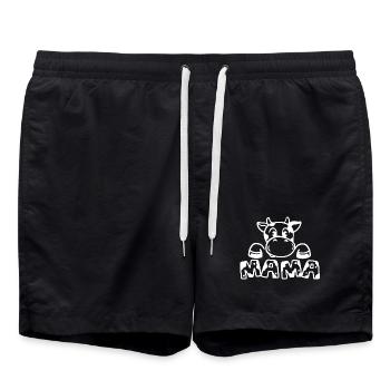Kuh Mama Muttertag - Badeshorts - Schwarz - Vorne - AI Model Male 185 light (185cm)