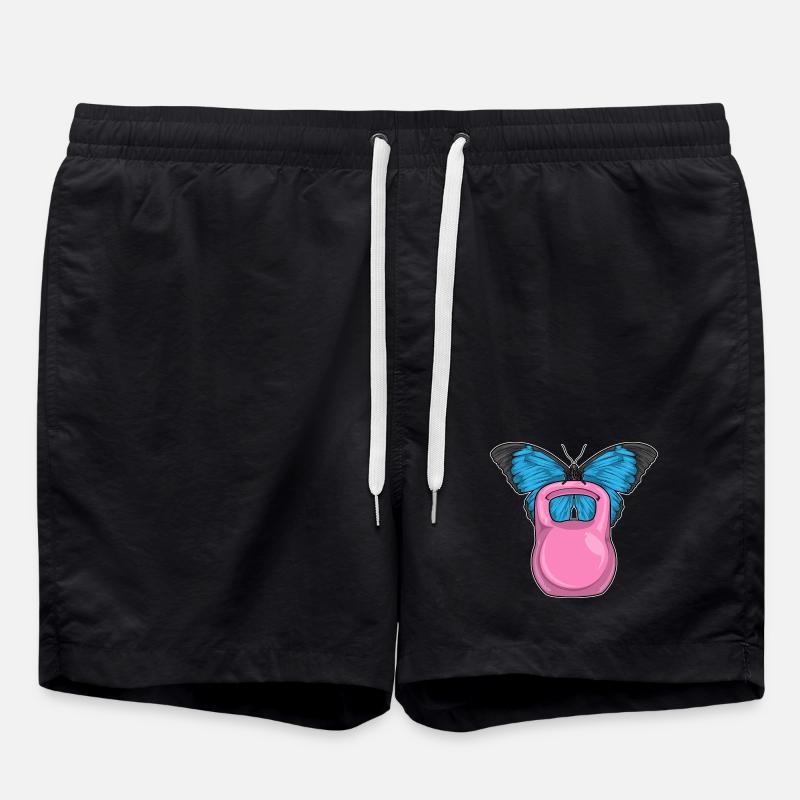 Bodybuilding papillon avec haltères - Short de bain - noir