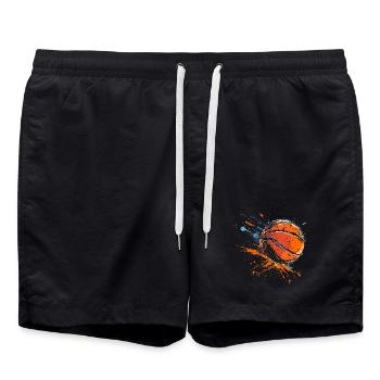 Ballon de basket-ball Street Art - Short de bain - noir - Devant - AI Model Male 185 light (185cm)