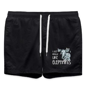 J’aime vraiment les éléphants I Elefant Wildtiere - Short de bain - noir - Devant - AI Model Male 185 light (185cm)