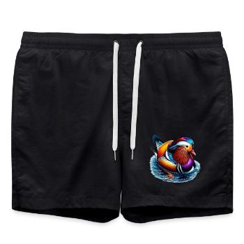Mandarin duck - Swim Trunks - black - Front - AI Model Male 185 light (185cm)