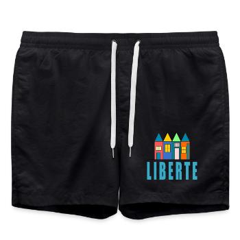 Jahrestag. Jubiläumsdekade. Humor. komisch - Badeshorts - Schwarz - Vorne - AI Model Male 185 light (185cm)
