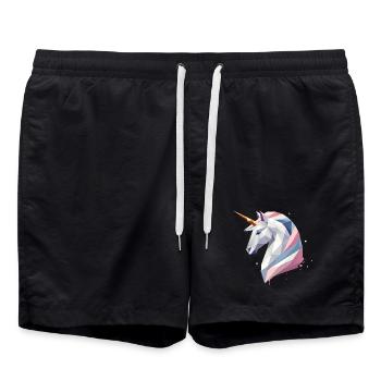 Geometric Unicorn – Modern Elegance - Swim Trunks - black - Front - AI Model Male 185 light (185cm)