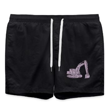 Bagger Silhouette Baugeräteführer Tiefbau - Badeshorts - Schwarz - Vorne - AI Model Male 185 light (185cm)