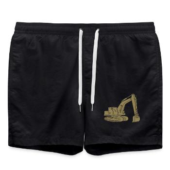 Bagger Silhouette Baugeräteführer Tiefbau - Badeshorts - Schwarz - Vorne - AI Model Male 185 light (185cm)
