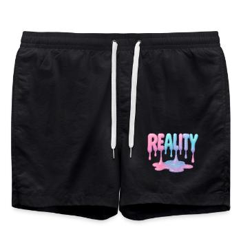 Reality - Dripping Pastel Font - Swim Trunks - black - Front - AI Model Male 185 light (185cm)
