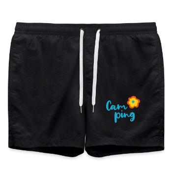 Camping Fleur Camper Fan Vacances Van Life Été - Short de bain - noir - Devant - AI Model Male 185 light (185cm)