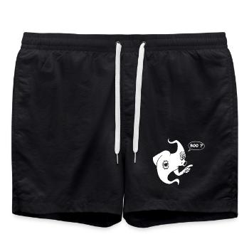 Fantôme blanc amusant - Short de bain - noir - Devant - AI Model Male 185 light (185cm)