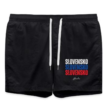 Flag of Slovakia, I love Slovakia - Swim Trunks - black - Front - AI Model Male 185 light (185cm)