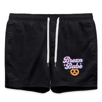 brezn babe / Brezel / Bayern girl - Badeshorts - Schwarz - Vorne - AI Model Male 185 light (185cm)