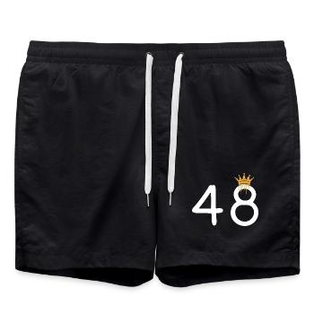 Numéro royal 48 avec motif de couronne - Short de bain - noir - Devant - AI Model Male 185 light (185cm)