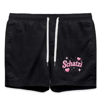 schatzi / Y2K Style - Badeshorts - Schwarz - Vorne - AI Model Male 185 light (185cm)