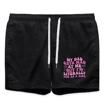 dad gets mad at me but I'm Literally him as a Girl - Swim Trunks - black - Front - AI Model Male 185 light (185cm)