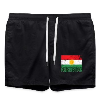 Symbole de paix kurde avec les Kurdes du Kurdistan - Short de bain - noir - Devant - AI Model Male 185 light (185cm)