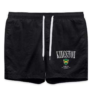 Kingston Jamaica, design minimaliste et élégant - Short de bain - noir - Devant - AI Model Male 185 light (185cm)