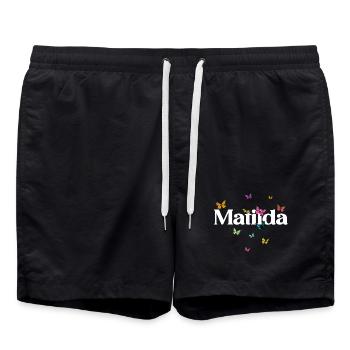 Beau nom de fille avec des papillons MATILDA - Short de bain - noir - Devant - AI Model Male 185 light (185cm)
