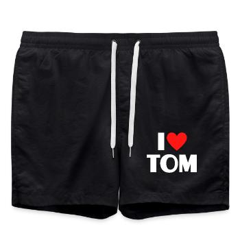 I love Tom Rotes Herz Romantischer Name Fan - Badeshorts - Schwarz - Vorne - AI Model Male 185 light (185cm)