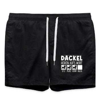 Dackel Hund Rauhaardackel Dackelliebhaber Teckel - Badeshorts - Schwarz - Vorne - AI Model Male 185 light (185cm)