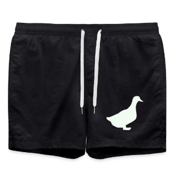 Elegante Gans Silhouette auf Vintage Hintergrund - Badeshorts - Schwarz - Vorne - AI Model Male 185 light (185cm)