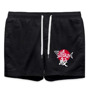 Weißer Hai und rote Sonne - Badeshorts - Schwarz - Vorne - AI Model Male 185 light (185cm)