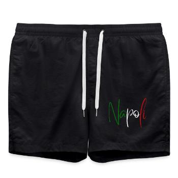 I love Naples, elegant minimalist design - Swim Trunks - black - Front - AI Model Male 185 light (185cm)